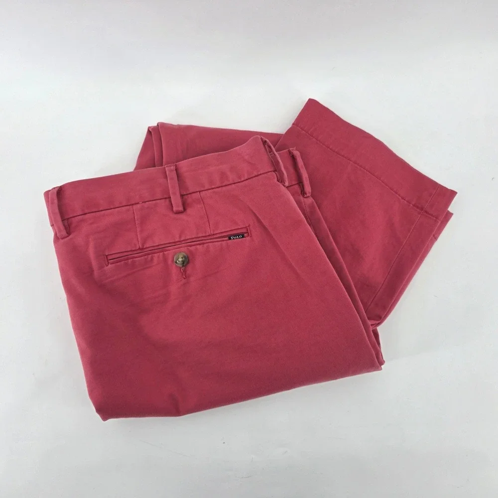 Polo Ralph Lauren Mens Stretch Slim Fit Chino Pants Coral 40/32 Preppy Causal